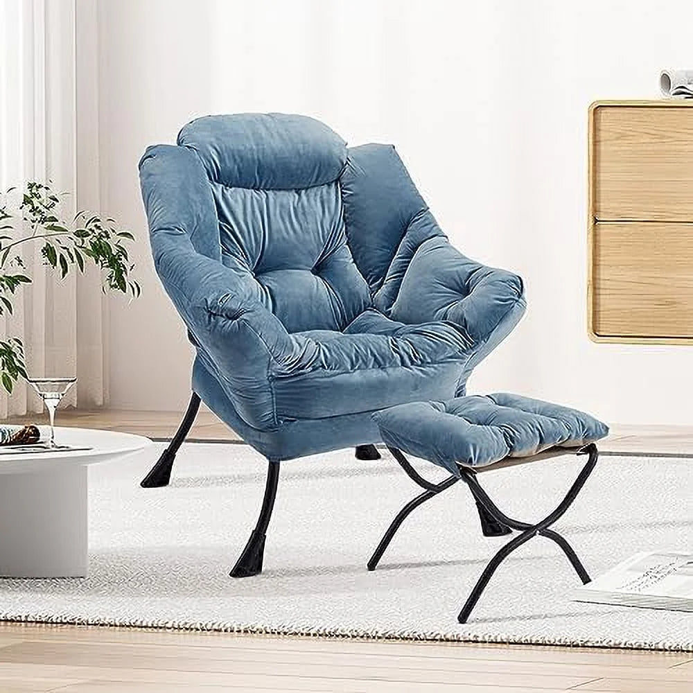 Velvet Lounge Accent Chair with Steel Frame and Side Pocket O797
