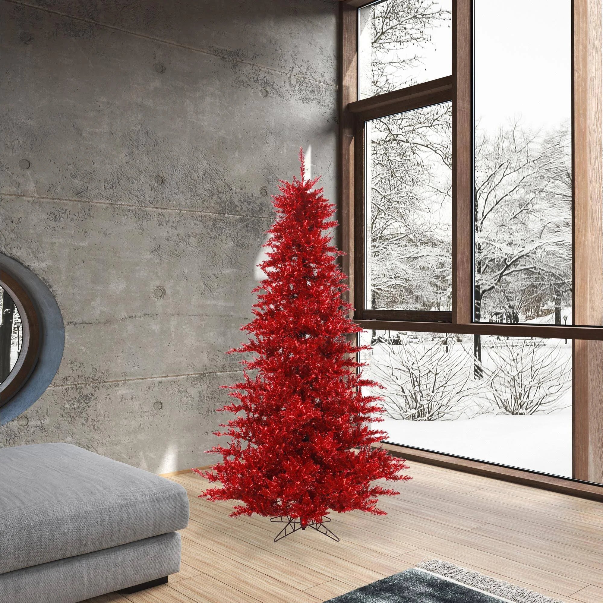 6.5 ft Tinsel Red Fir Tree Y3314