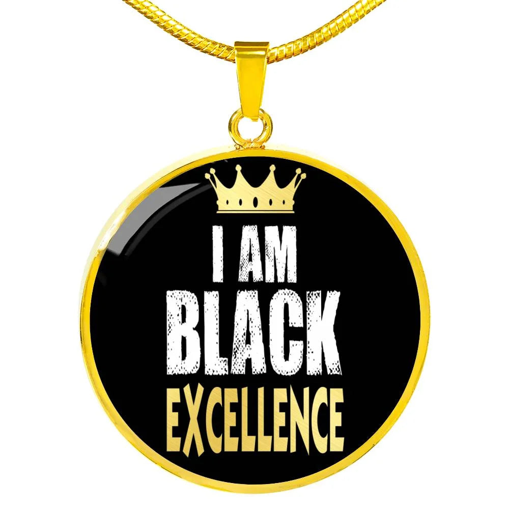 Black Excellence Circle Pendant Necklace Stainless Steel T24157