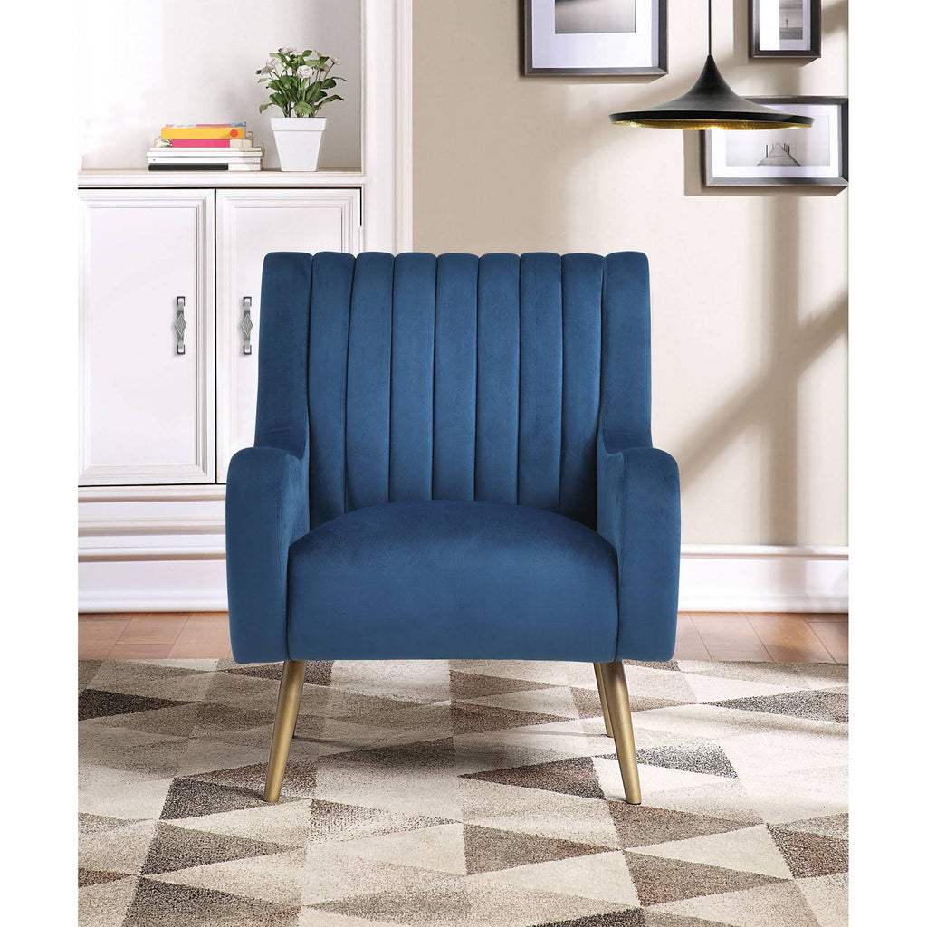 Midnight Blue Velvet Armchair with Gold Legs L317