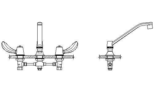 Two Handle Below Deck-Mount Faucet X662