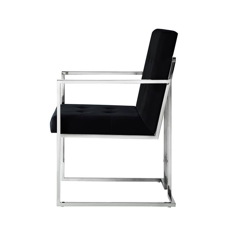 Black Velvet Button Tufted Dining Chair Set of 2 U20723