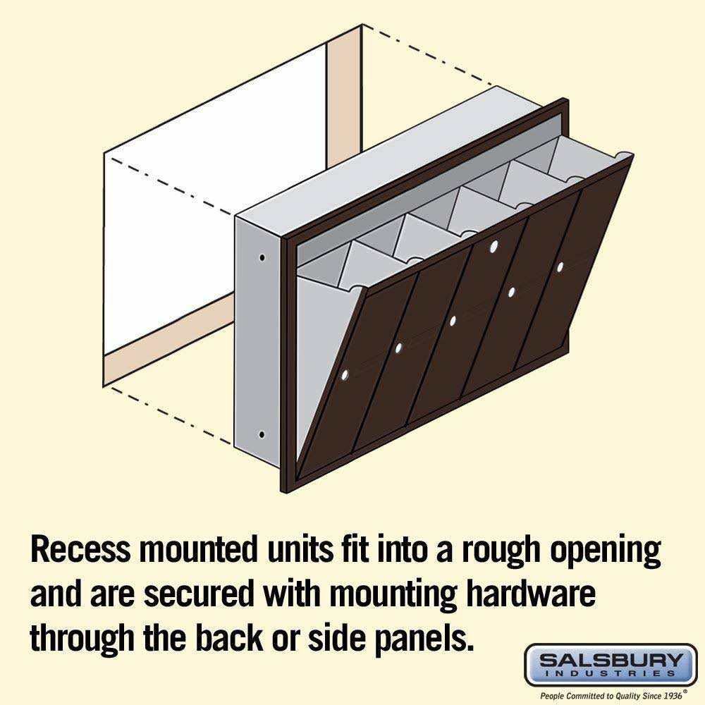 Bronze-Vertical Recessed Mounted Mailbox with 5 Doors P55915
