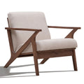 Solid Wood and Fabric Upholstered Accent Armchair in Walnut/Beige Q902