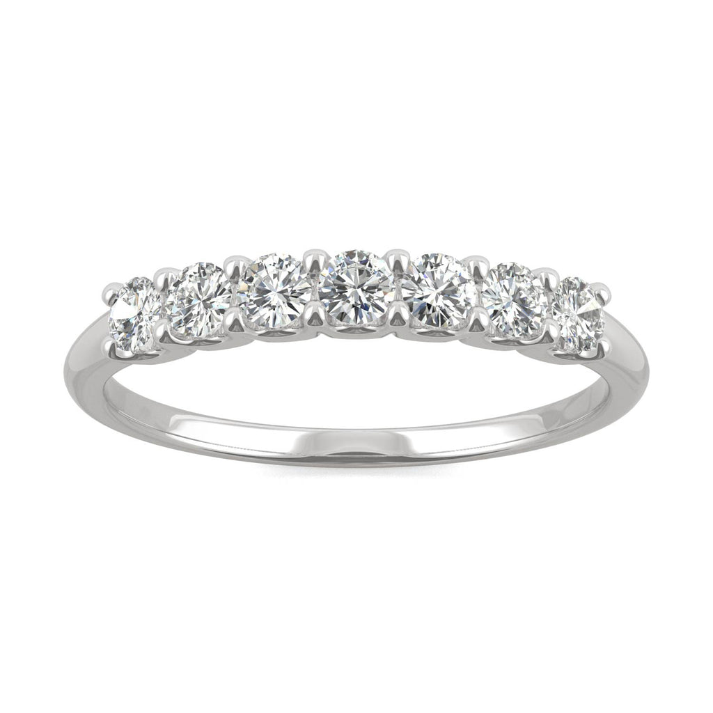 14K White Gold Moissanite Seven Stone Anniversary Band 0.42 DEW Q679128