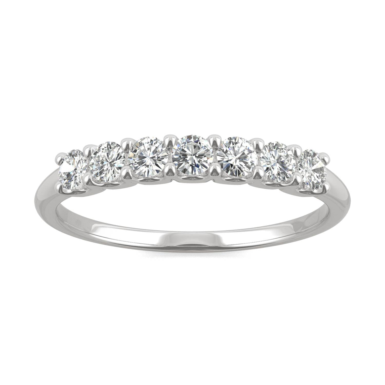 14K White Gold Moissanite Seven Stone Anniversary Band 0.42 DEW Q679128
