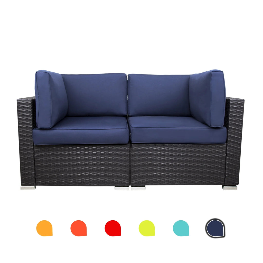 Blue 2-Piece Rattan Corner Sofa Set L308154