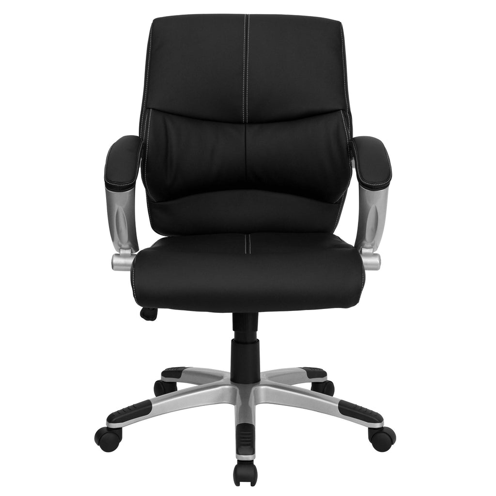 Black Leather Mid-Back Office Chair P242