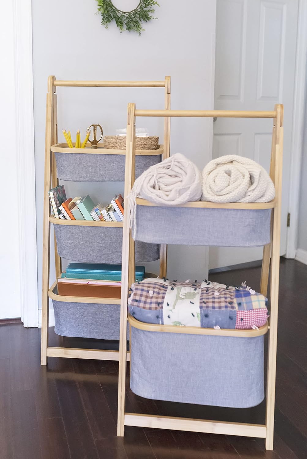 2-Tier Bamboo Nursery Storage Shelves D6492
