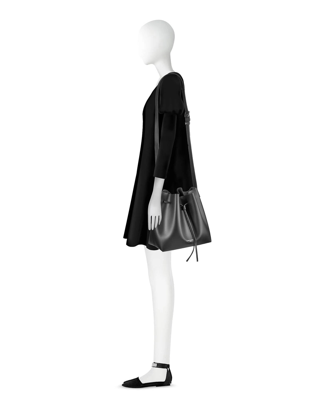 Black Leather Bucket Bag P479308