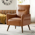 Camel Faux Leather Armchair with Wooden Legs J6213
