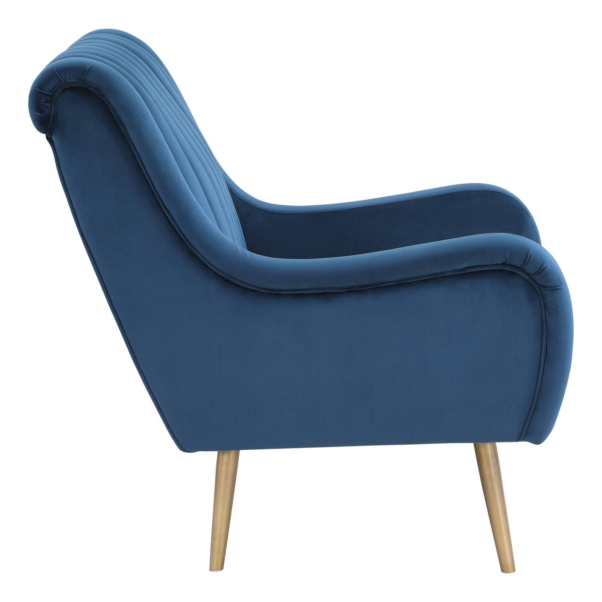 Midnight Blue Velvet Armchair with Gold Legs L317