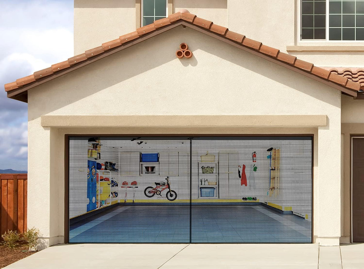Black Fiberglass Mesh Garage Door Screen L40565