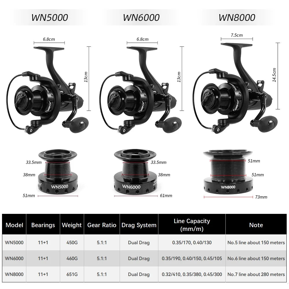 Nylon Metal Fishing Reel 5000/6000/8000, 11+1BB D527968