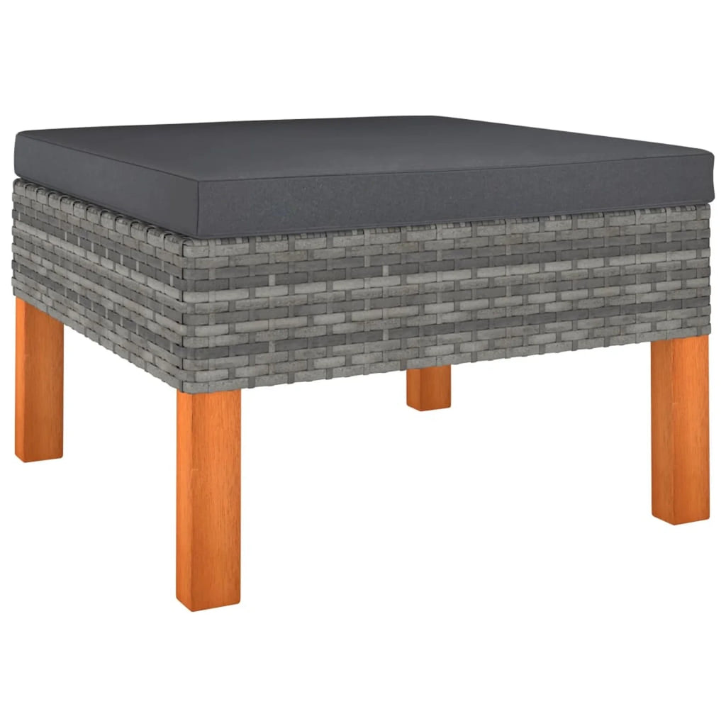 6 Piece Patio Set with Cushions Poly Rattan Gray Q28763