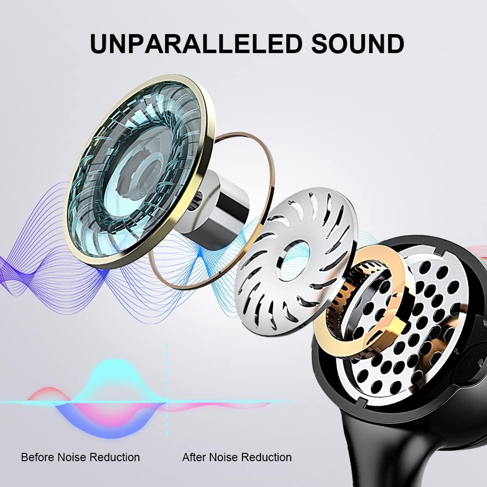Wireless Bluetooth 5.1 Earbuds with Earhooks, Noise Cancelling Microphone, IP7 Waterproof Headset Q71611