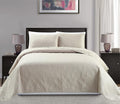 3pc King/California King Oversized Diamond Bedspread Bed Cover Solid Beige S61737