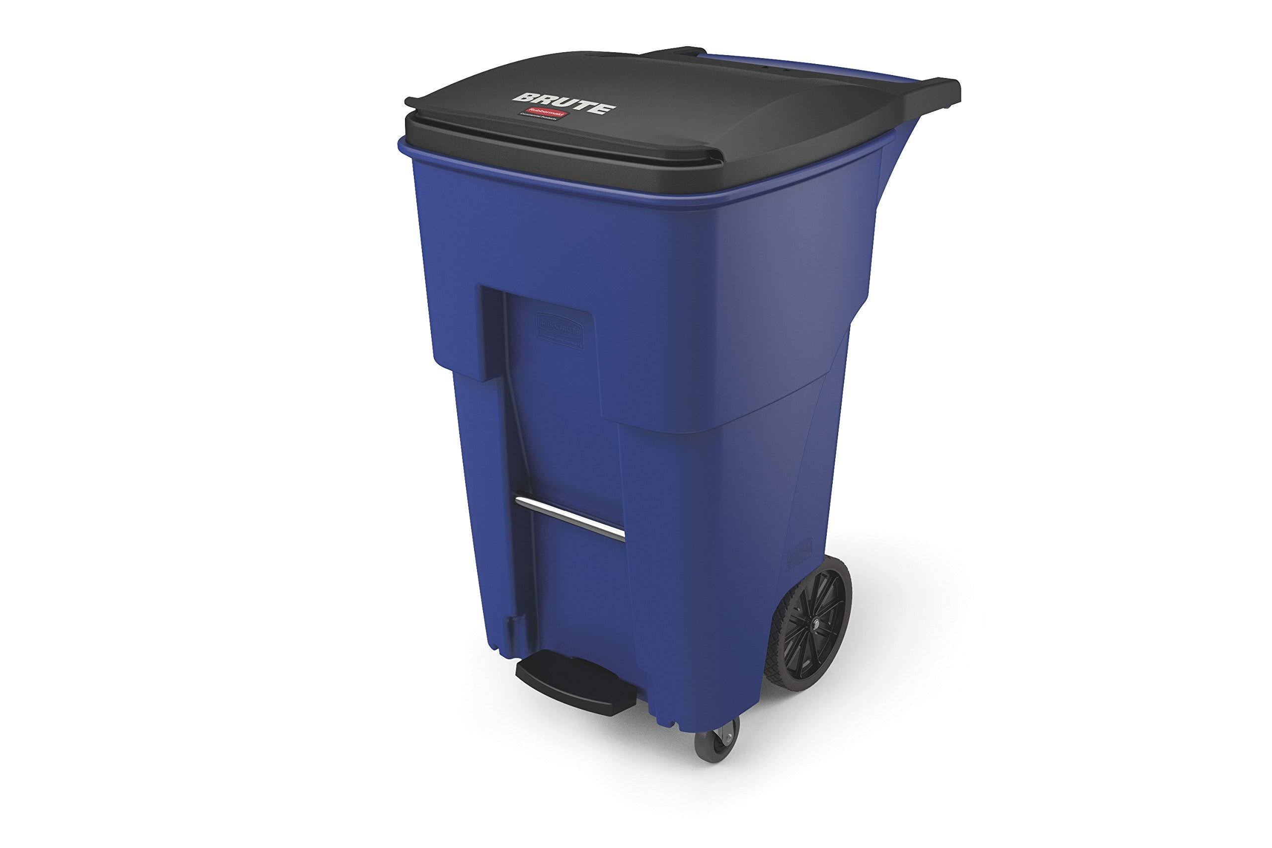 Blue Rectangular Rollout Trash Can R7016