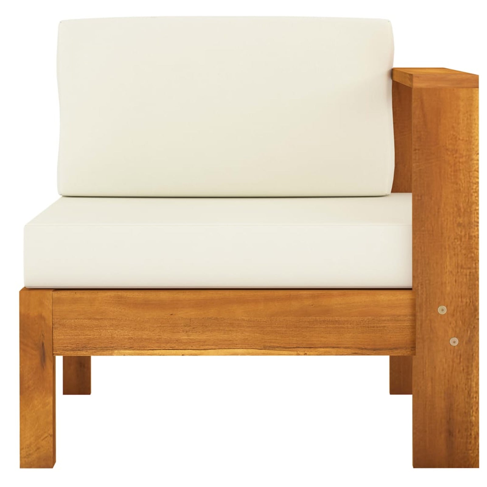 6 Piece Patio Lounge Set with Cream White Cushions Acacia Wood Outdoor Sectional Set E378