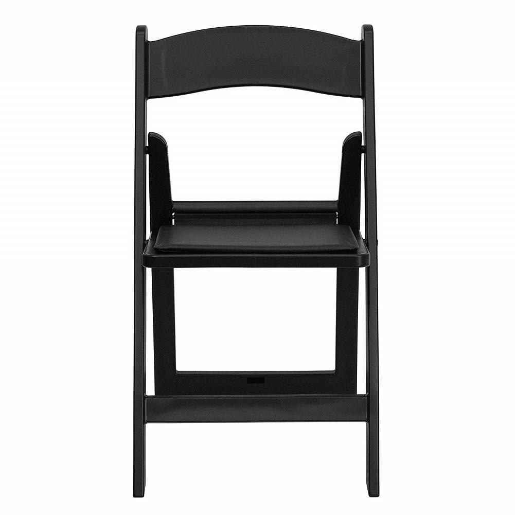 Black Resin Folding Chair with Vinyl Padded Seat S3935