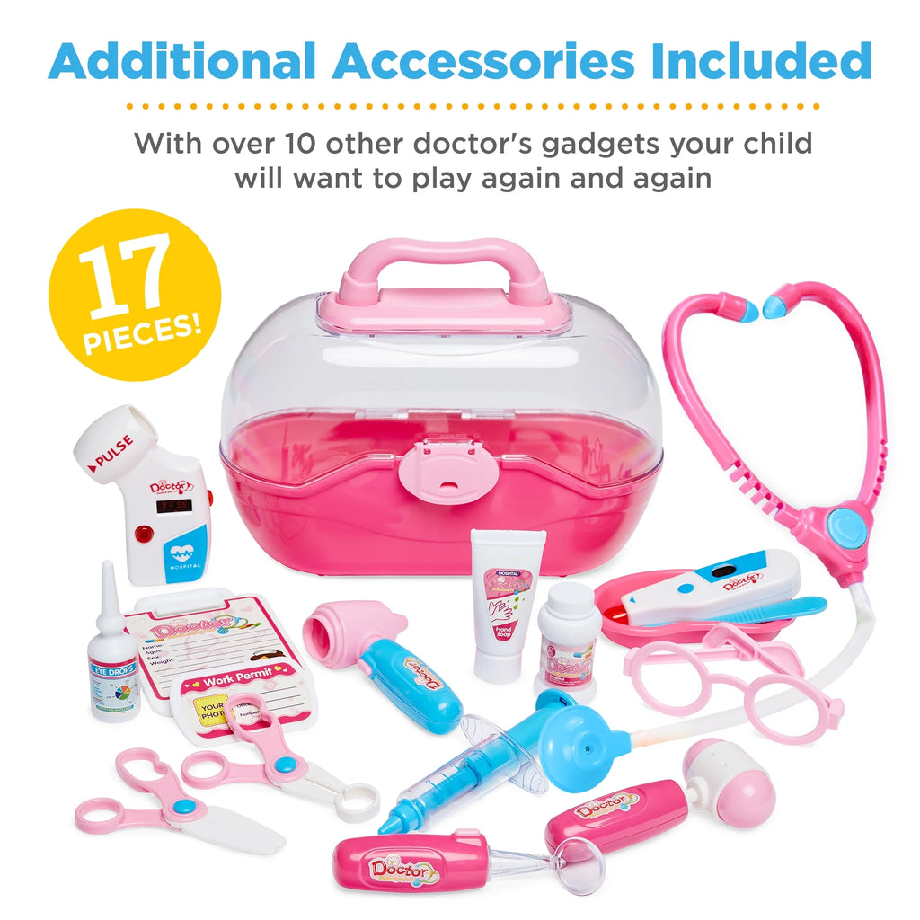 Pink Pretend Medical Station Set with Carrying Case O6435