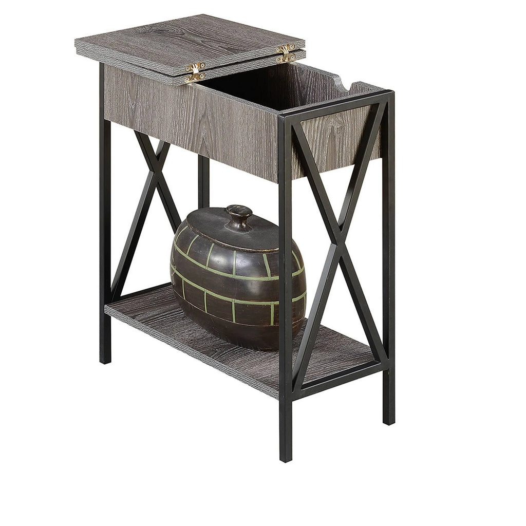 Weathered Gray Flip Top End Table Y111