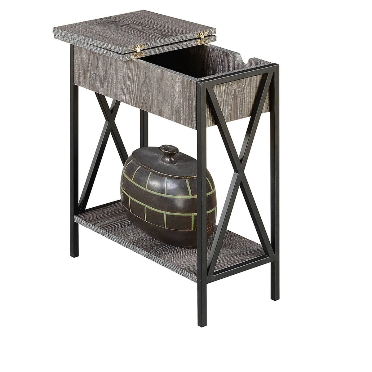 Weathered Gray Flip Top End Table Y111