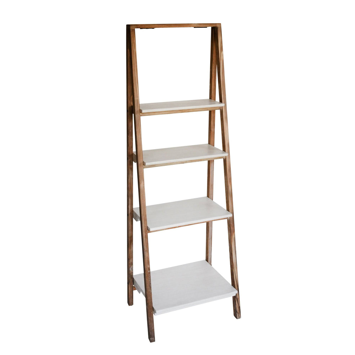 White/Brown Wood/Metal Ladder Shelf H7767