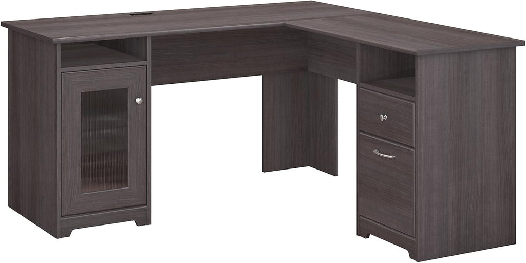 Heather Gray L Shaped Computer Desk T42305