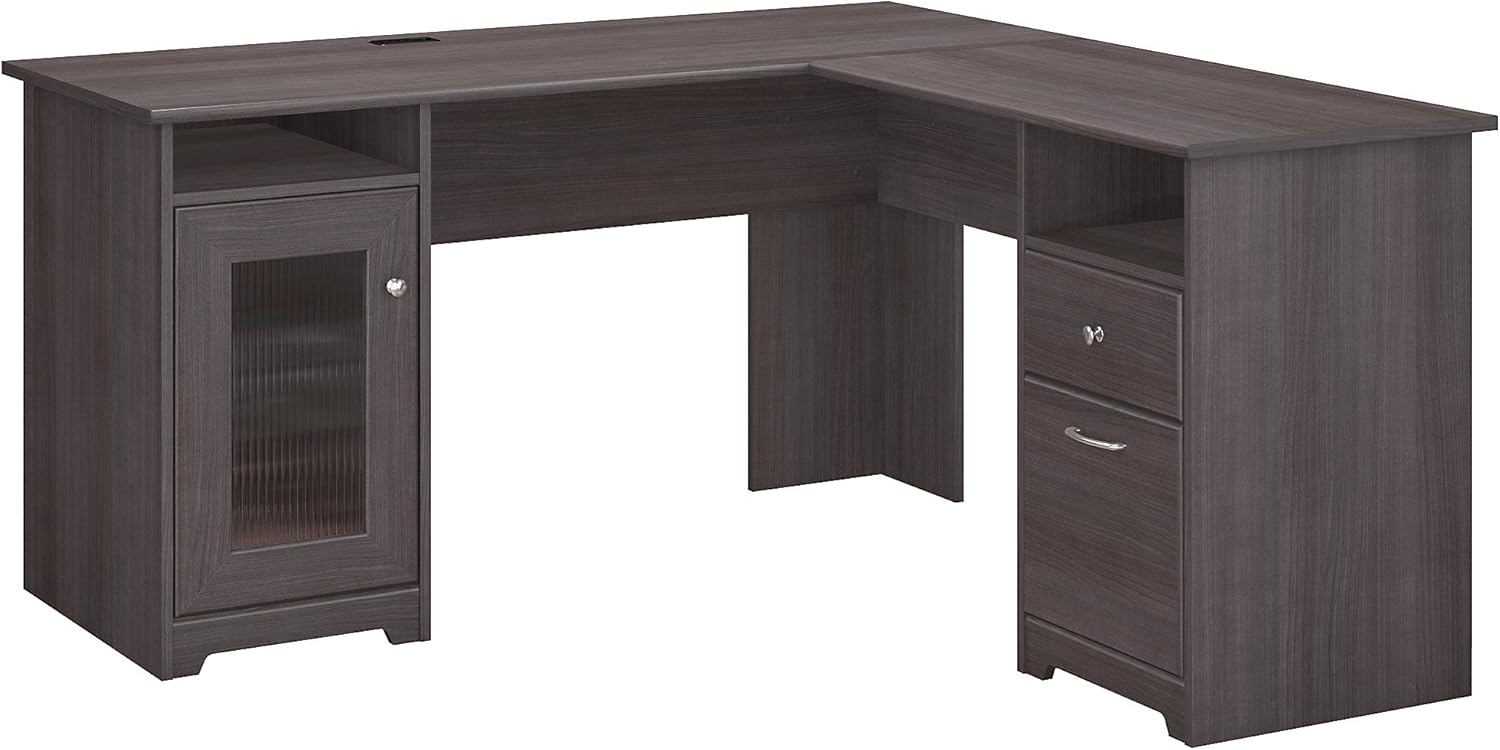 Heather Gray L Shaped Computer Desk T42305