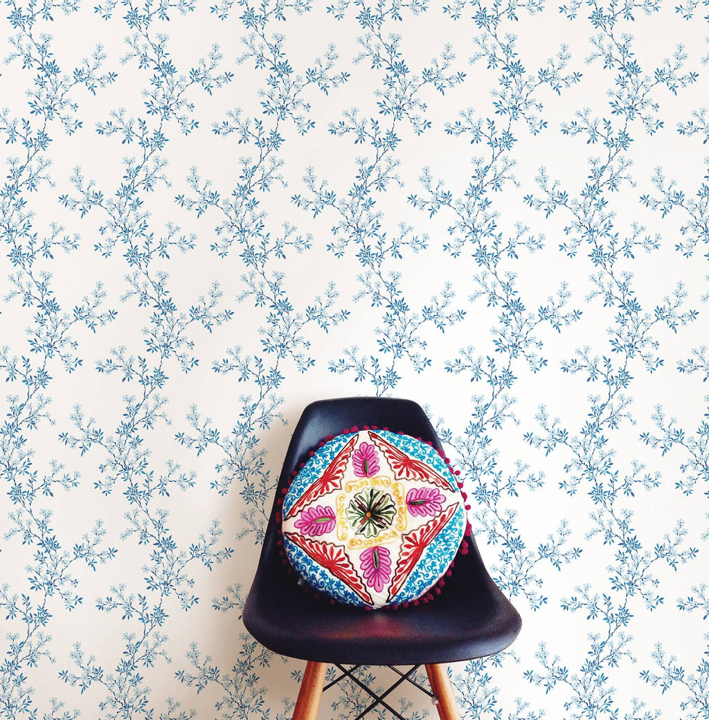 Blue Floral Trail Wallpaper C2506