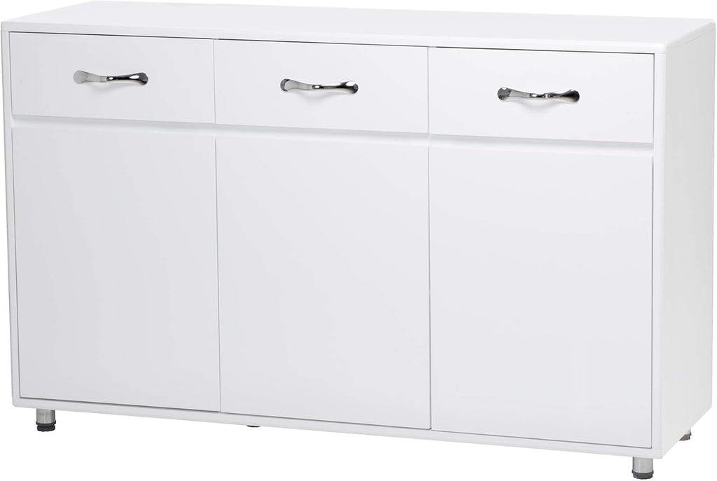 Grey 3-Drawer Storage Cabinet with Doors and Compartments G76606