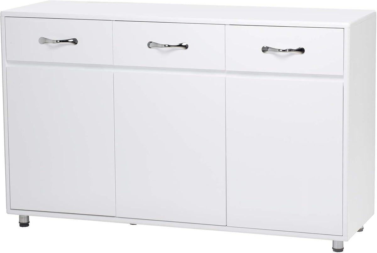 Grey 3-Drawer Storage Cabinet with Doors and Compartments G76606