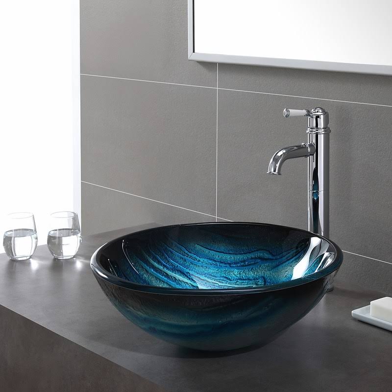 Glass Circular Vessel Bathroom Sink B885299