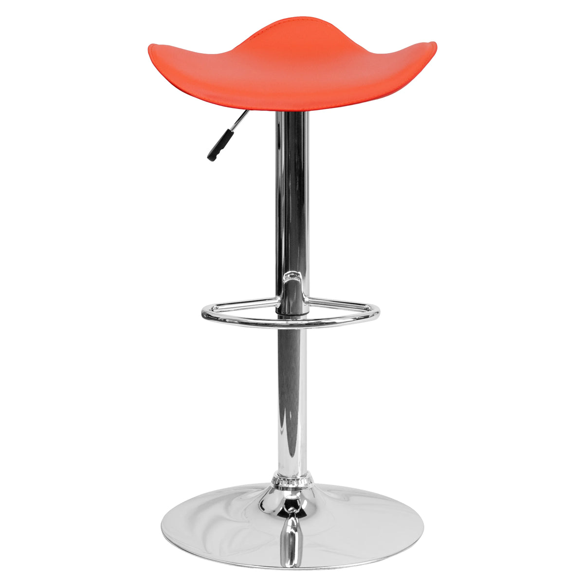 Orange Vinyl Adjustable Height Barstool with Chrome Base L420372