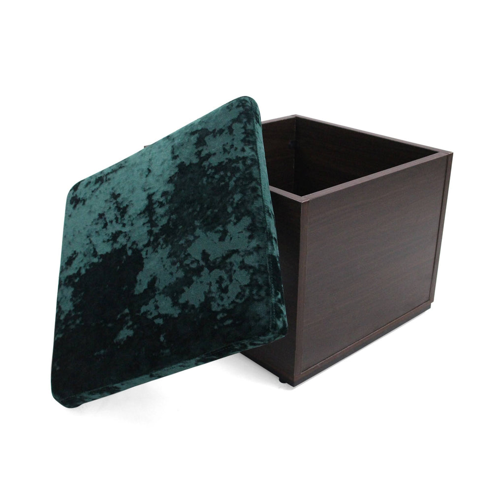 Black Gray Velvet Ottoman with Faux Wood Frame X98378