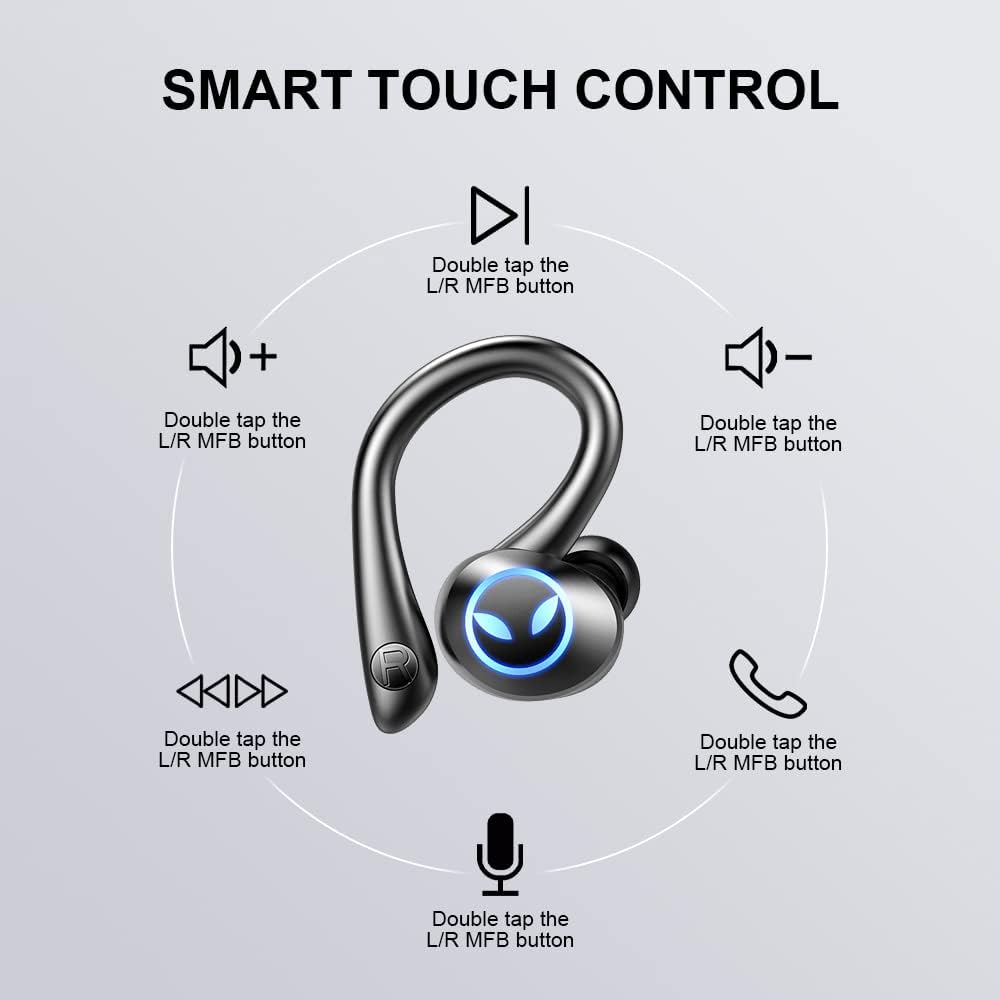 Wireless Bluetooth 5.1 Earbuds with Earhooks, Noise Cancelling Microphone, IP7 Waterproof Headset Q71611