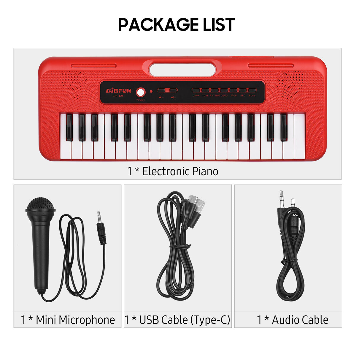 37 Key Children Electronic Piano with Mini Microphone E678353