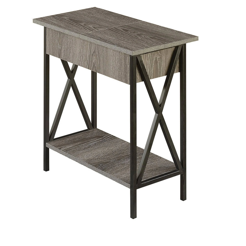 Weathered Gray Flip Top End Table Y111