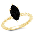 Marquise Cut Black Onyx 18k Yellow Gold Solitaire Ring H63494