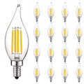 16 Pack 5w 550 Lumens 3000K Soft White Dimmable Flame Tip Clear Glass LED Bulb W740744