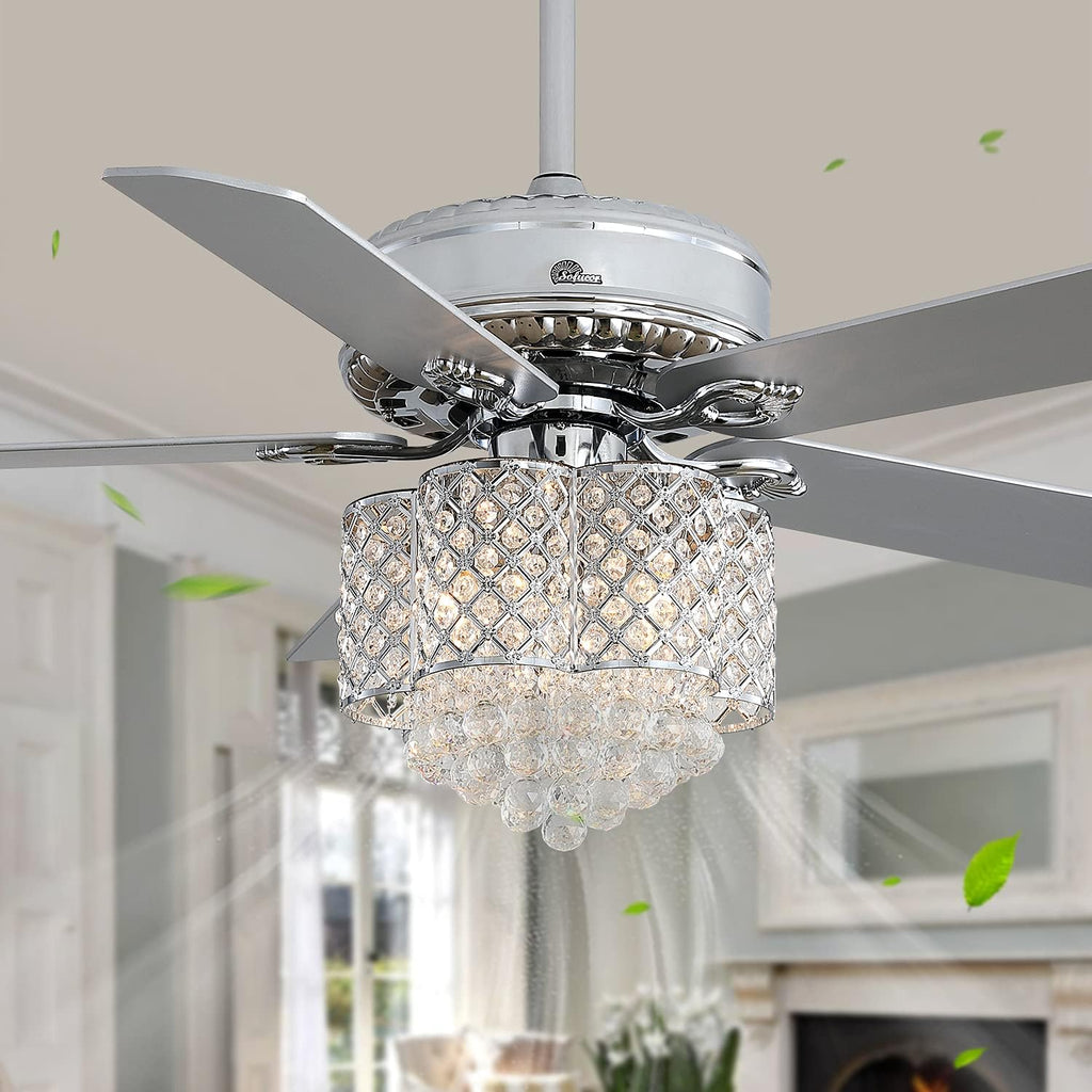 52 Inch Crystal Ceiling Fan with Lights and Remote U4967