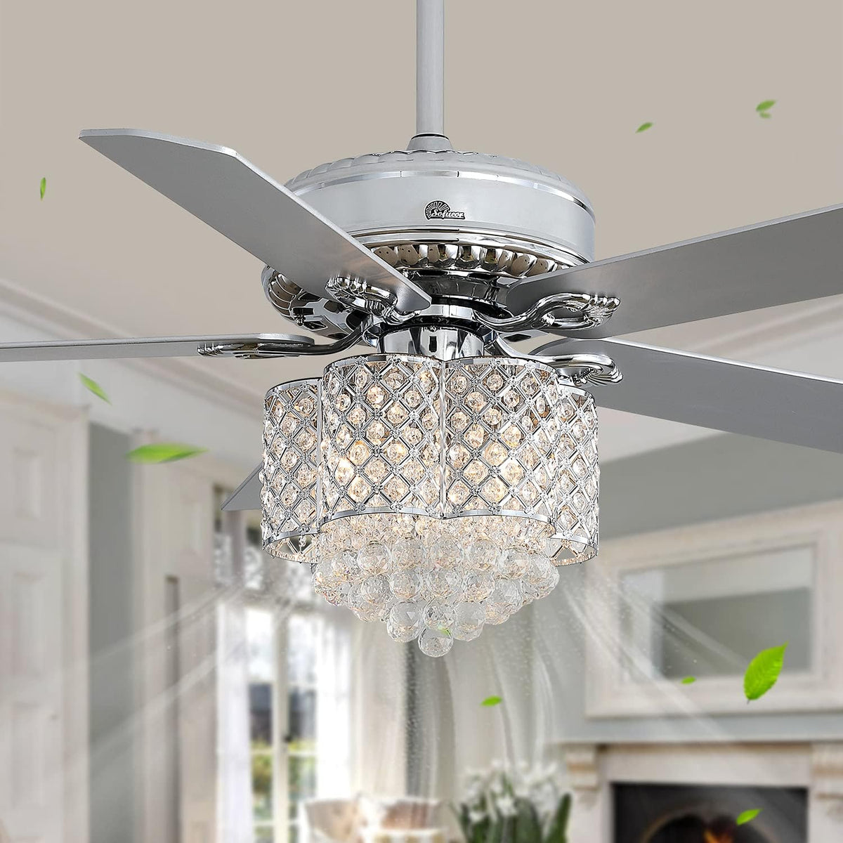 52 Inch Crystal Ceiling Fan with Lights and Remote U4967