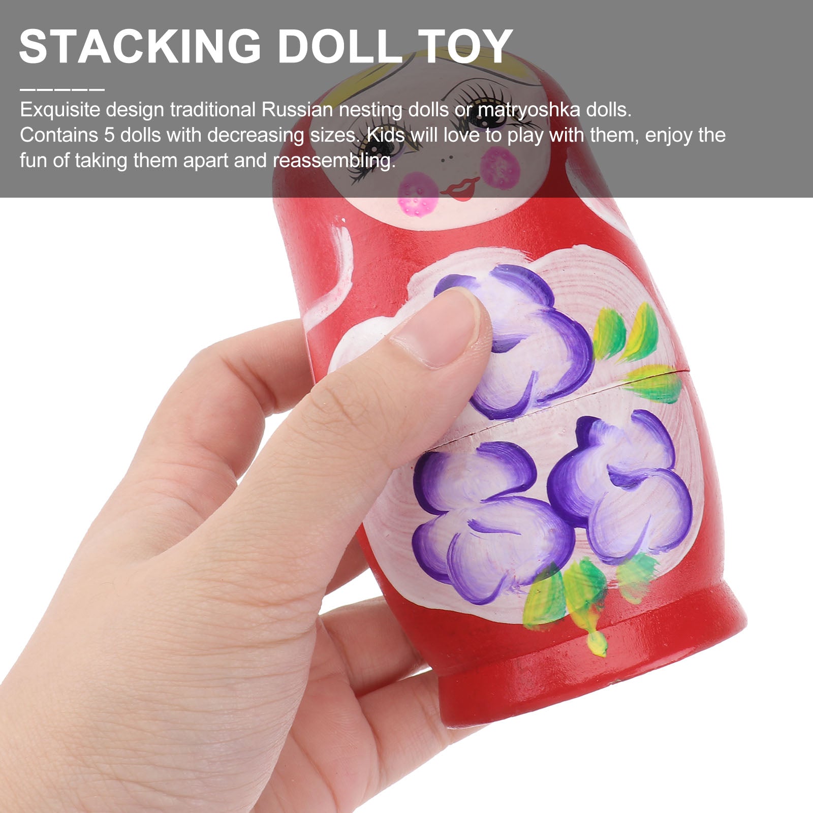 Red Travel Wooden Doll Decor 5 Pcs X163