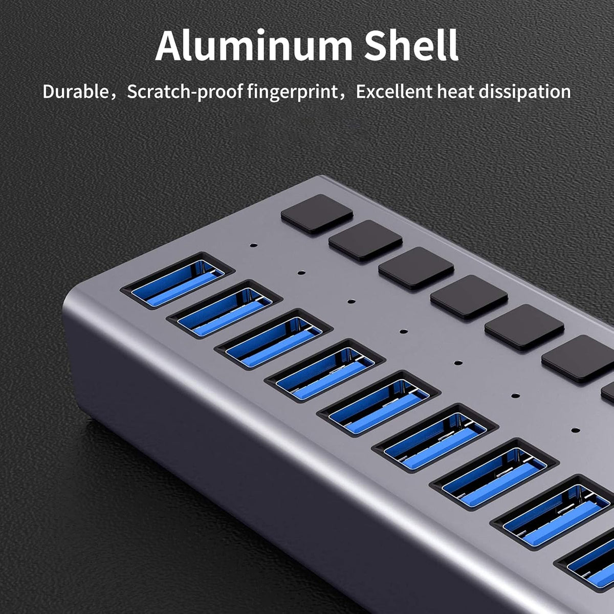 16 Ports USB 3.0 Powered Hub with Individual On/Off Switches and Power Adapter, Pack of 2 X48258