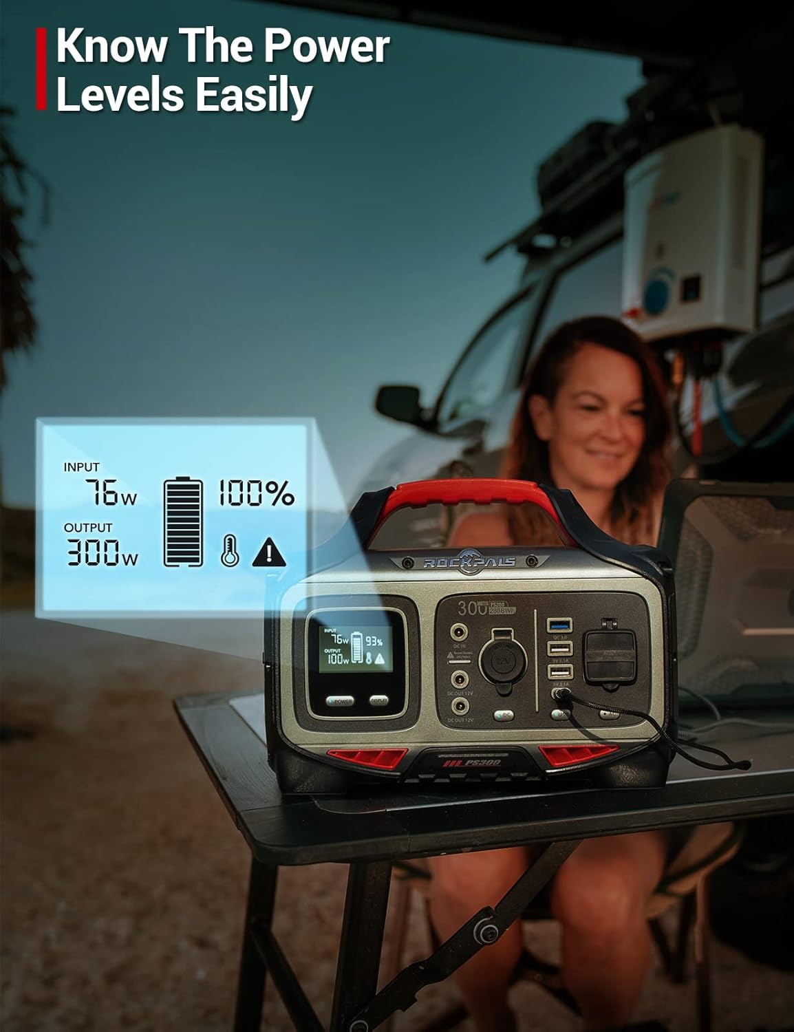 300W Portable Power Station, 280wh (78000mAh) Solar Generator with 110V Pure Sine Wave AC Outlet U860