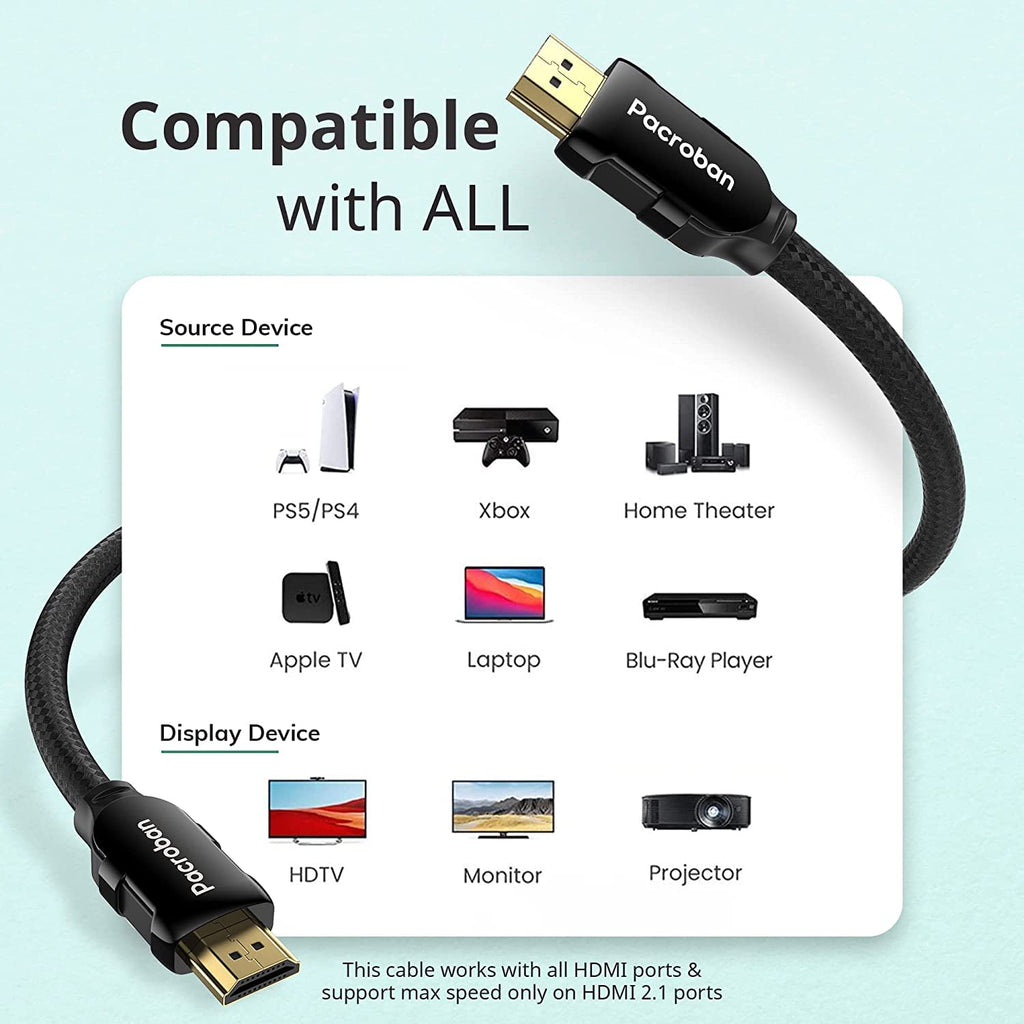 8K HDMI 2.1 Braided Cable 30ft CL3 Rated Pack of 2 V15492