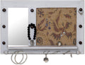 White Cotton Wood Batik Jewelry Display Organizer With Mirror C8305