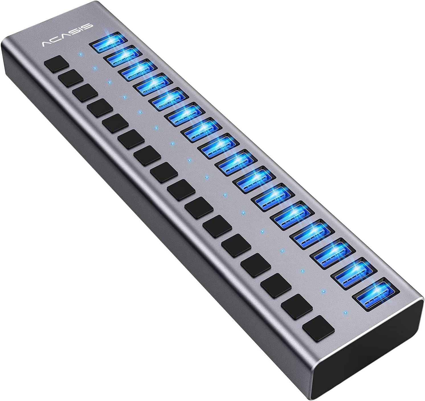 16 Ports USB 3.0 Powered Hub with Individual On/Off Switches and Power Adapter, Pack of 2 X48258
