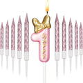 Pink Number 3 Birthday Candle with 10 Pieces Rose Gold Candles R8733